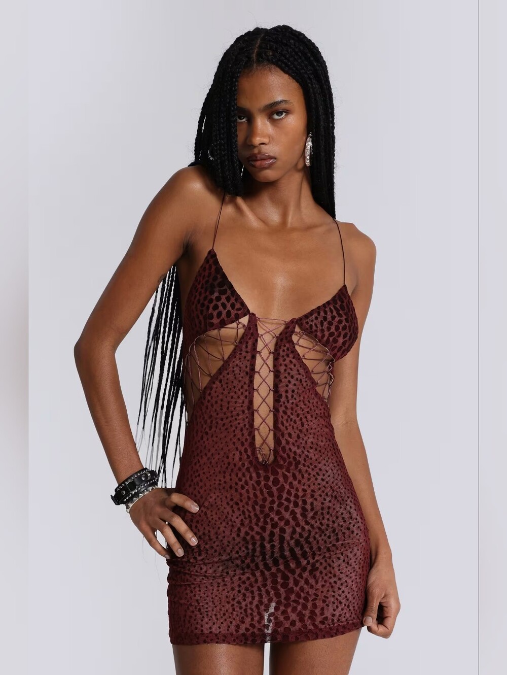 Jaded London Rhyxa Lace Up Mini Dress Size 0